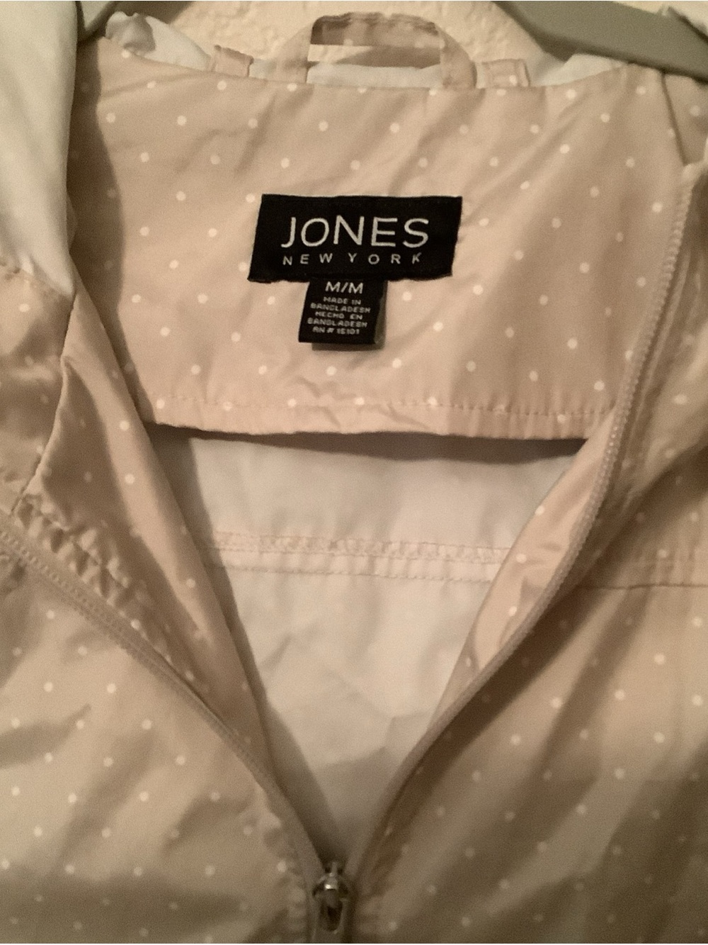 Jones New York Light Beige Polka Dot Hooded Raincoat - Picture 2 of 8
